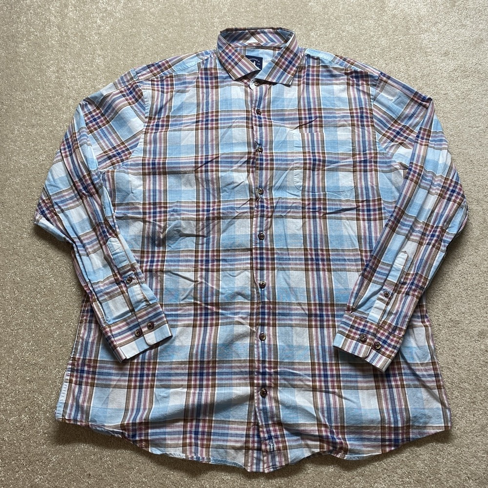 Johnnie-O Button Down Shirt Mens XL Blue Plaid Top Shelf Long Sleeve Cotton